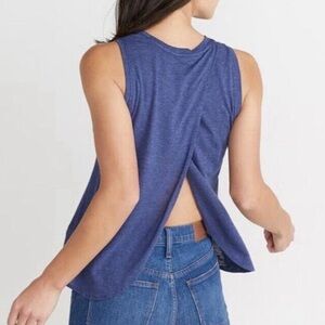 MARINE LAYER Women’s Open Tulip Back Tank Top Sleeveless in Navy Blue Soft Sz XL